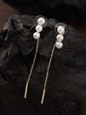 white metal drop earring - 16952869 - Standard Image - 3