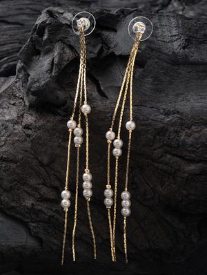 gold metal drop earring - 16952871 - Standard Image - 3