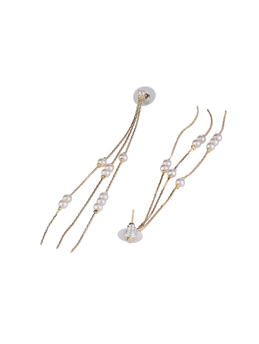 gold metal drop earring - 16952871 - Zoom Image - 2