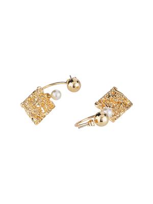 gold metal drop earring - 16952878 - Standard Image - 2