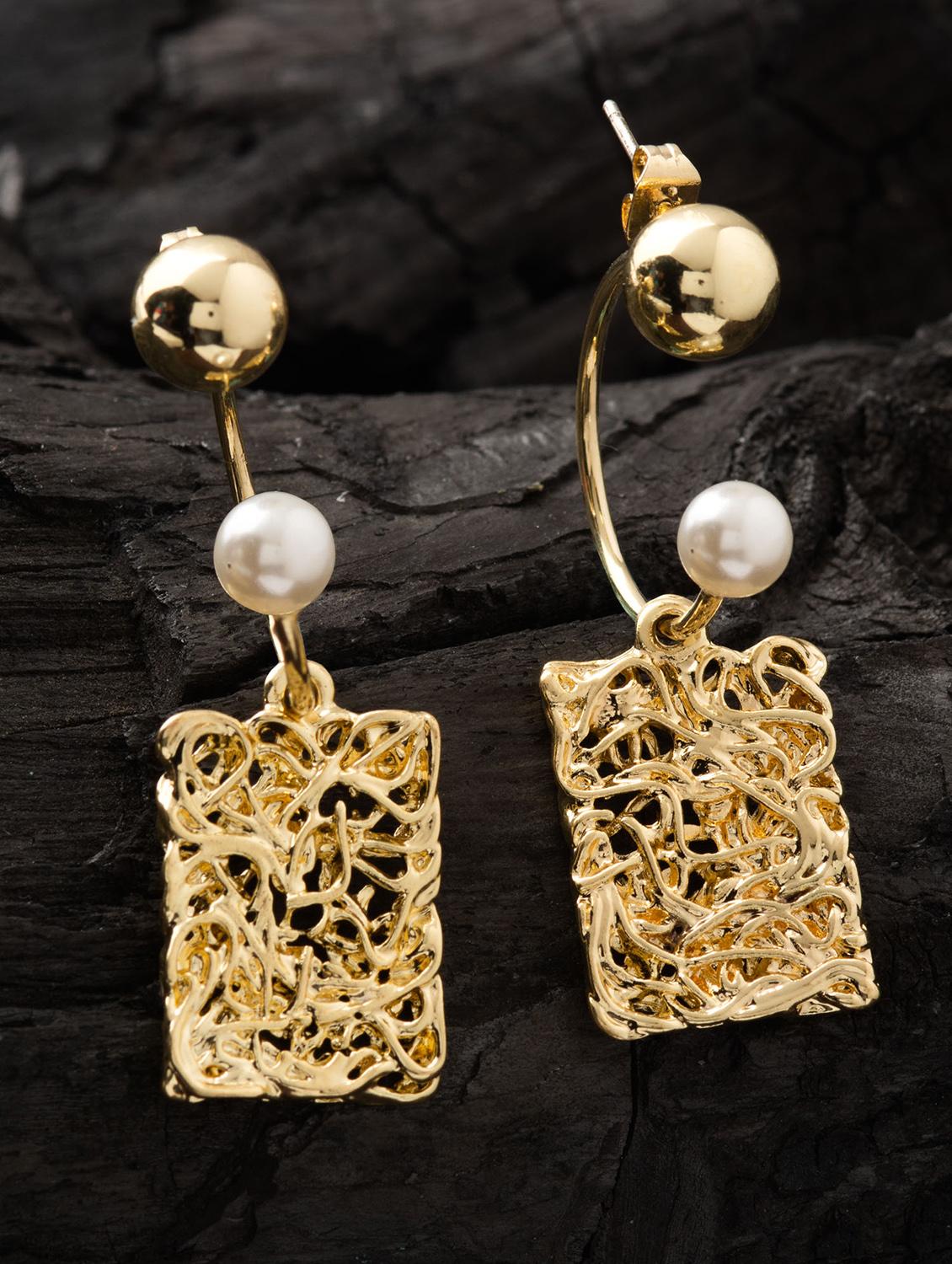 gold metal drop earring - 16952878 - Zoom Image - 3