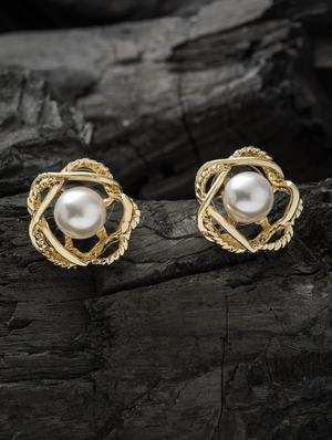 gold metal studs earring - 16952880 - Standard Image - 3