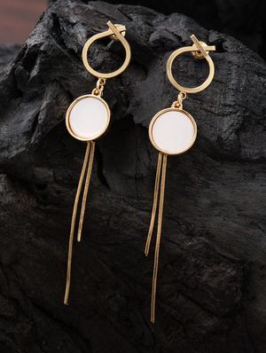gold metal drop earring - 16952893 - Standard Image - 3
