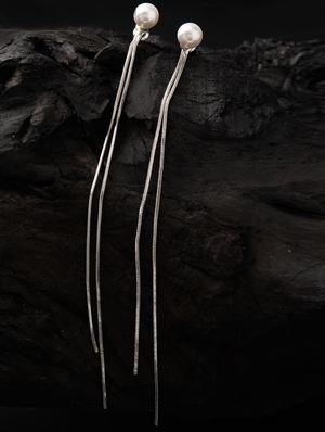 silver metal drop earring - 16952895 - Standard Image - 3