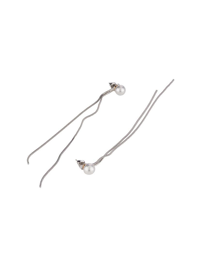 silver metal drop earring - 16952895 - Zoom Image - 2