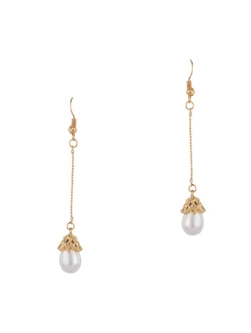 gold metal drop earring - 16952897 - Standard Image - 1