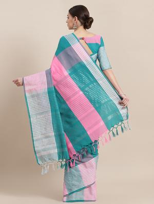 checkered woven saree with blouse - 16952943 - Standard Image - 2