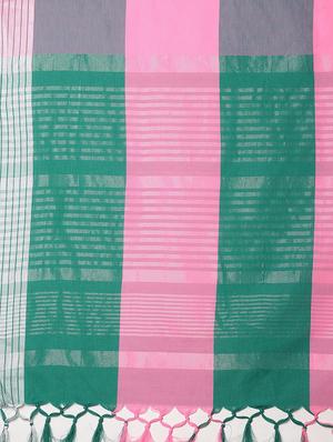 checkered woven saree with blouse - 16952943 - Standard Image - 4