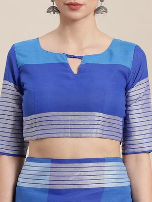 checkered woven saree with blouse - 16952944 - Standard Image - 3