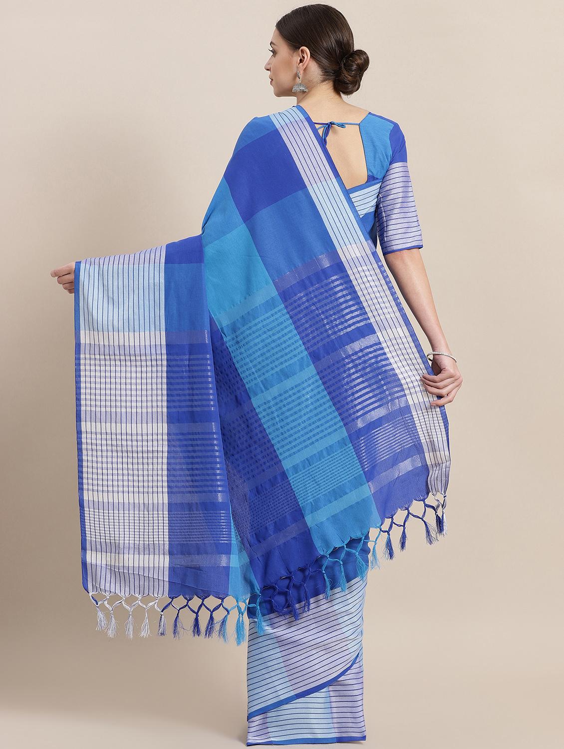 checkered woven saree with blouse - 16952944 - Zoom Image - 2