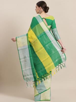 checkered woven saree with blouse - 16952947 - Standard Image - 2
