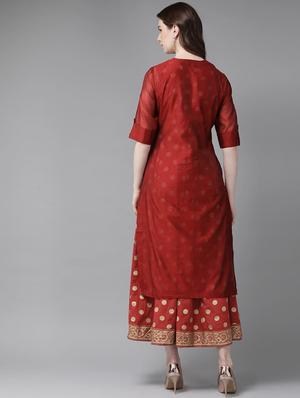 embroidered layered ethnic dress - 16953114 - Standard Image - 3