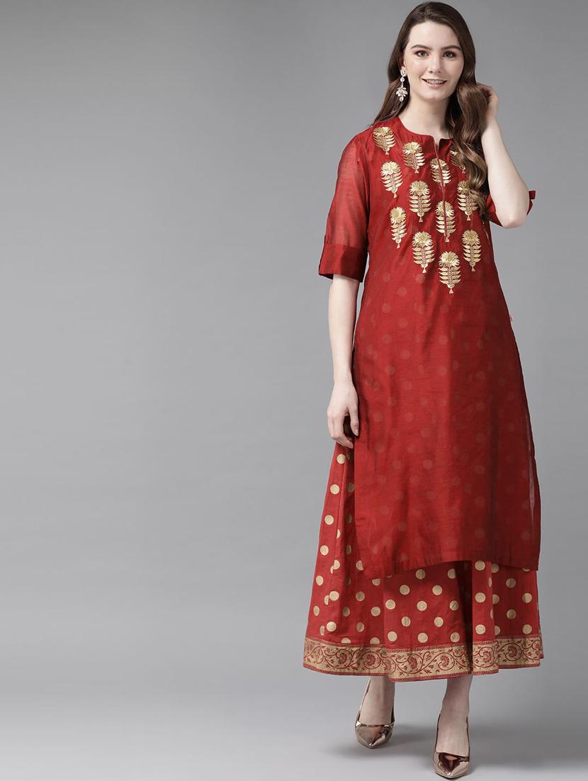 embroidered layered ethnic dress - 16953114 - Zoom Image - 1