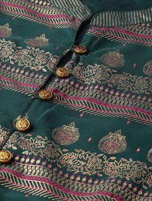 foil print layered ethnic dress - 16953115 - Standard Image - 5
