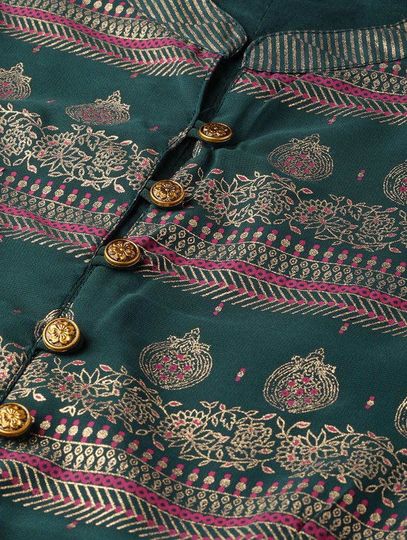foil print layered ethnic dress - 16953115 - Zoom Image - 5