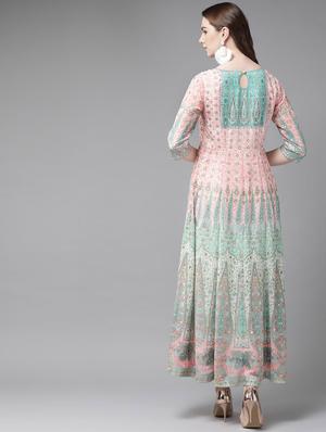 printed flared ethnic dress - 16953117 - Standard Image - 3