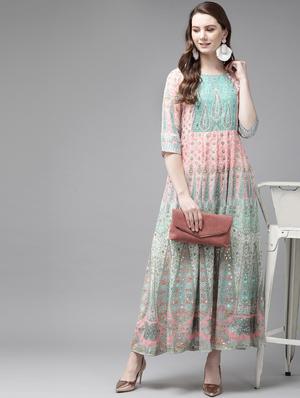 printed flared ethnic dress - 16953117 - Standard Image - 4