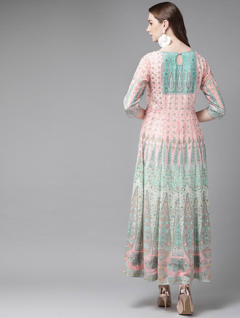 printed flared ethnic dress - 16953117 - Zoom Image - 3
