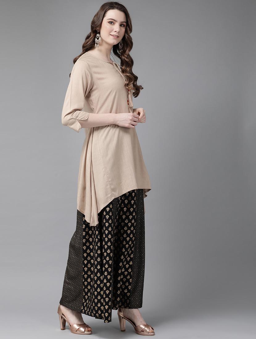 solid asymmetric kurta - 16953130 - Zoom Image - 2