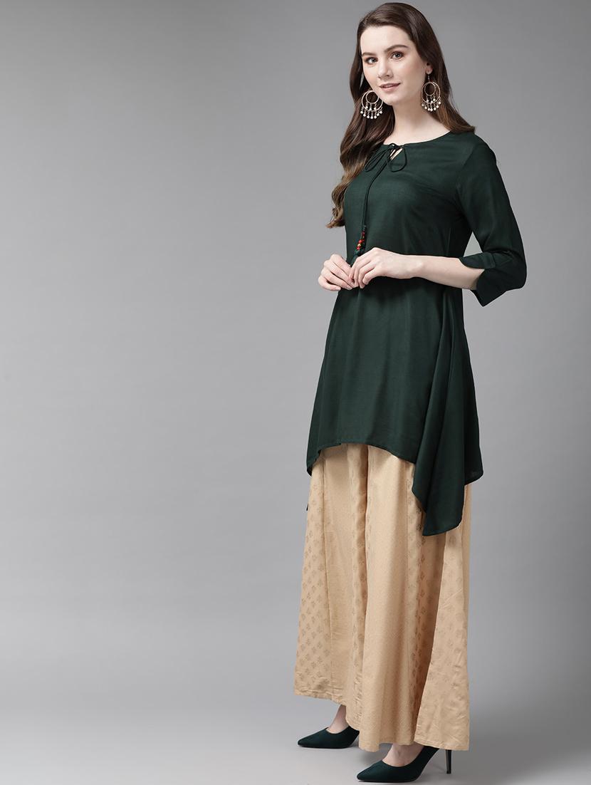 solid asymmetric kurta - 16953131 - Zoom Image - 2
