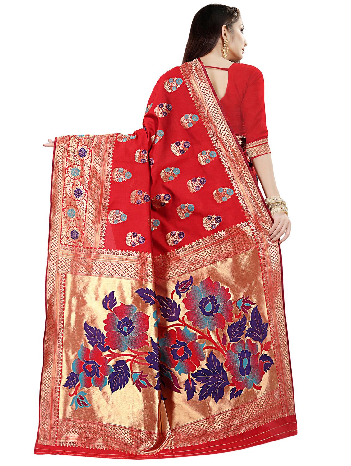 self design banarasi saree with blouse - 16953142 - Zoom Image - 2