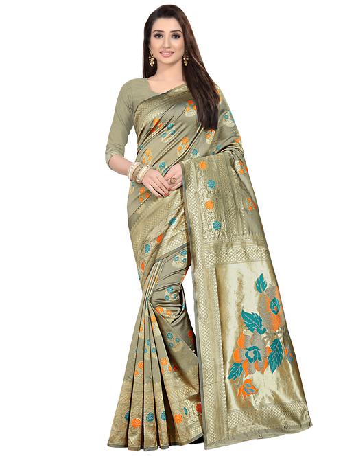 self design banarasi saree with blouse - 16953146 - Standard Image - 1