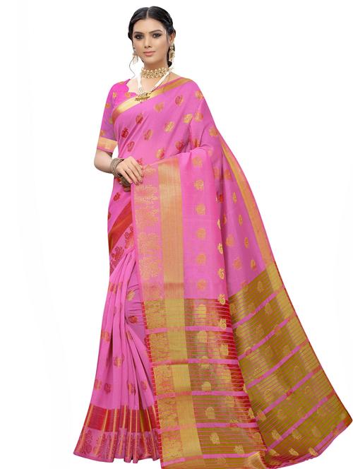 self design banarasi saree with blouse - 16953202 - Very Small Image - 1