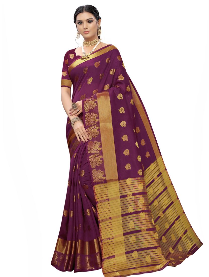 self design banarasi saree with blouse - 16953206 - Zoom Image - 1