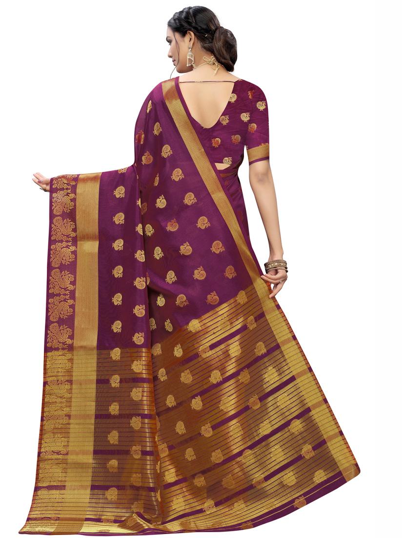 self design banarasi saree with blouse - 16953206 - Zoom Image - 2