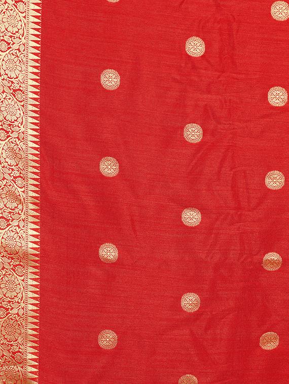 self design banarasi saree with blouse - 16953211 - Zoom Image - 4