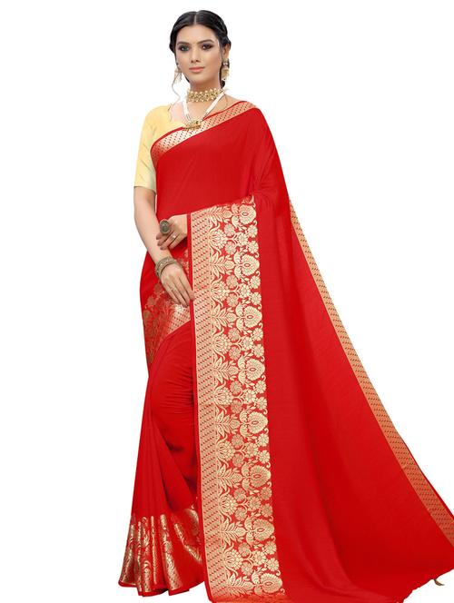 solid bordered banarasi saree with blouse - 16953212 - Very Small Image - 1