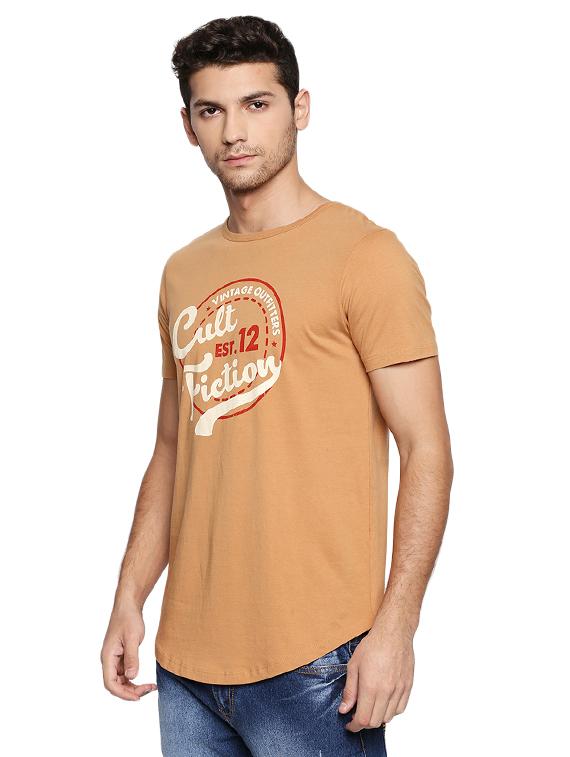 beige typographic chest printed t-shirt - 16953369 - Zoom Image - 2