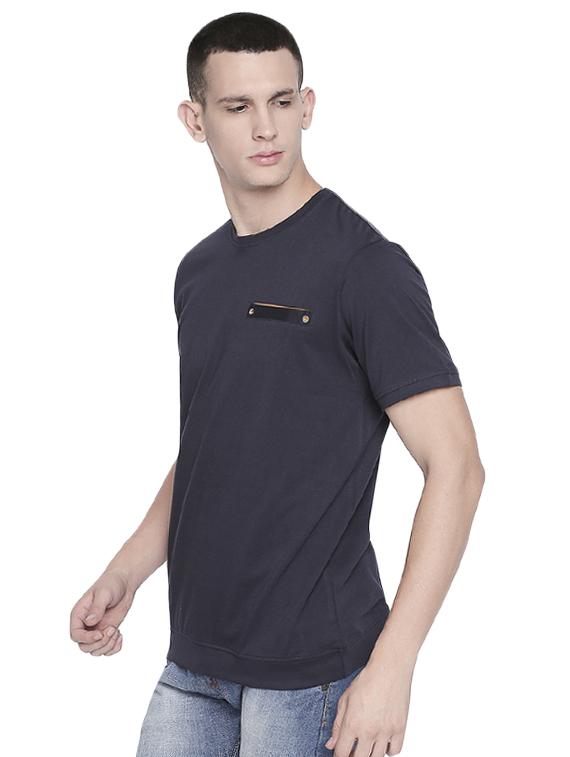 blue solid pocket t-shirt - 16953371 - Zoom Image - 2