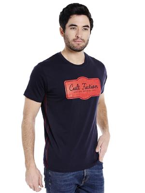 navy blue typographic chest print t-shirt - 16953373 - Standard Image - 2