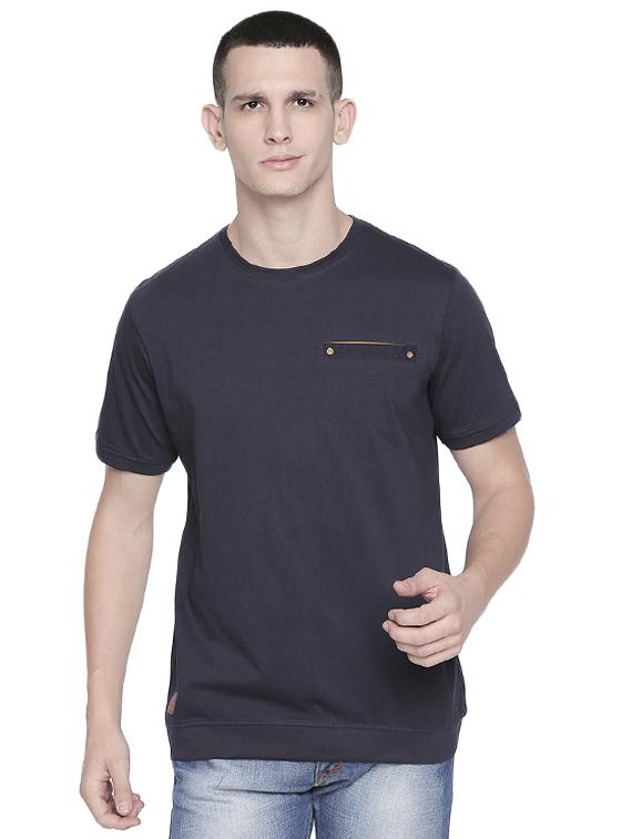 navy blue solid pocket t-shirt - 16953386 - Zoom Image - 1