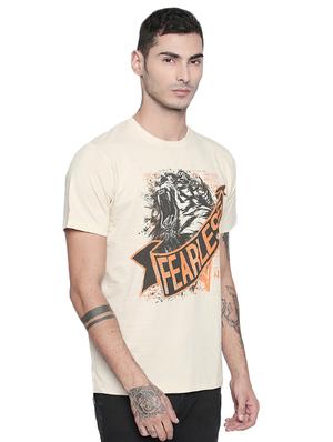 beige typographic chest print t-shirt - 16953392 - Standard Image - 2
