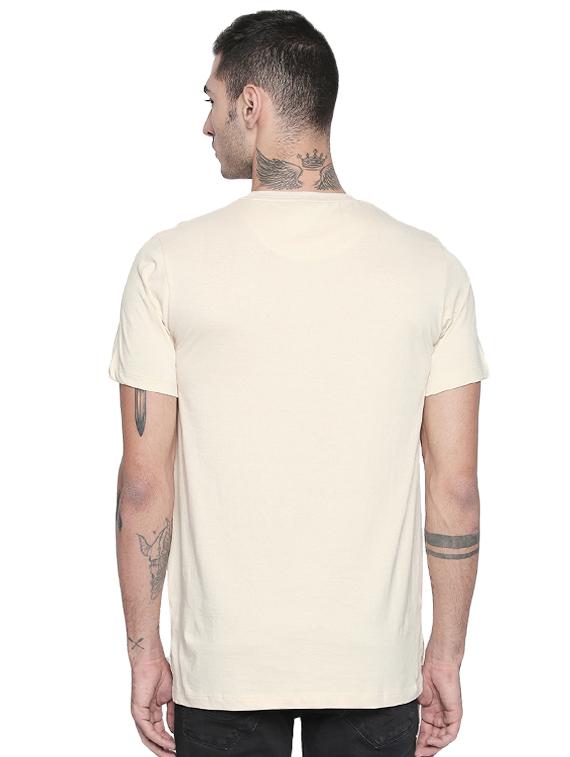 beige typographic chest print t-shirt - 16953392 - Zoom Image - 3