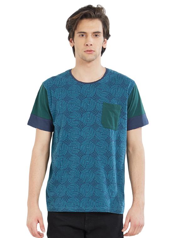 blue front printed pocket t-shirt - 16953397 - Zoom Image - 1
