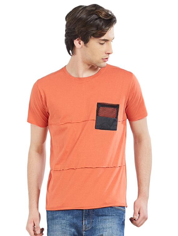 orange cut & sew pocket t-shirt - 16953399 - Zoom Image - 1