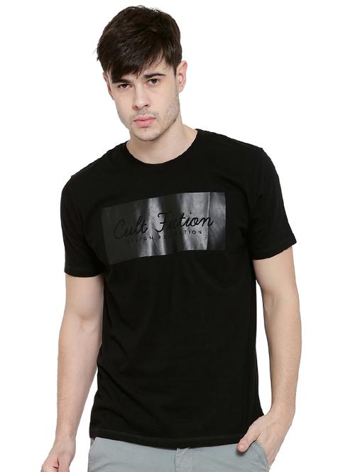 black typographic chest printed t-shirt - 16953404 - Standard Image - 1