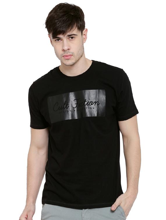 black typographic chest printed t-shirt - 16953404 - Zoom Image - 1