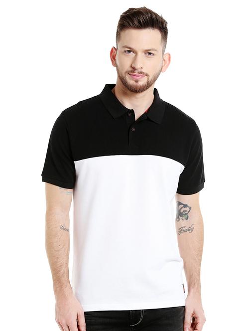 white color block polo t-shirt - 16953471 - Standard Image - 1