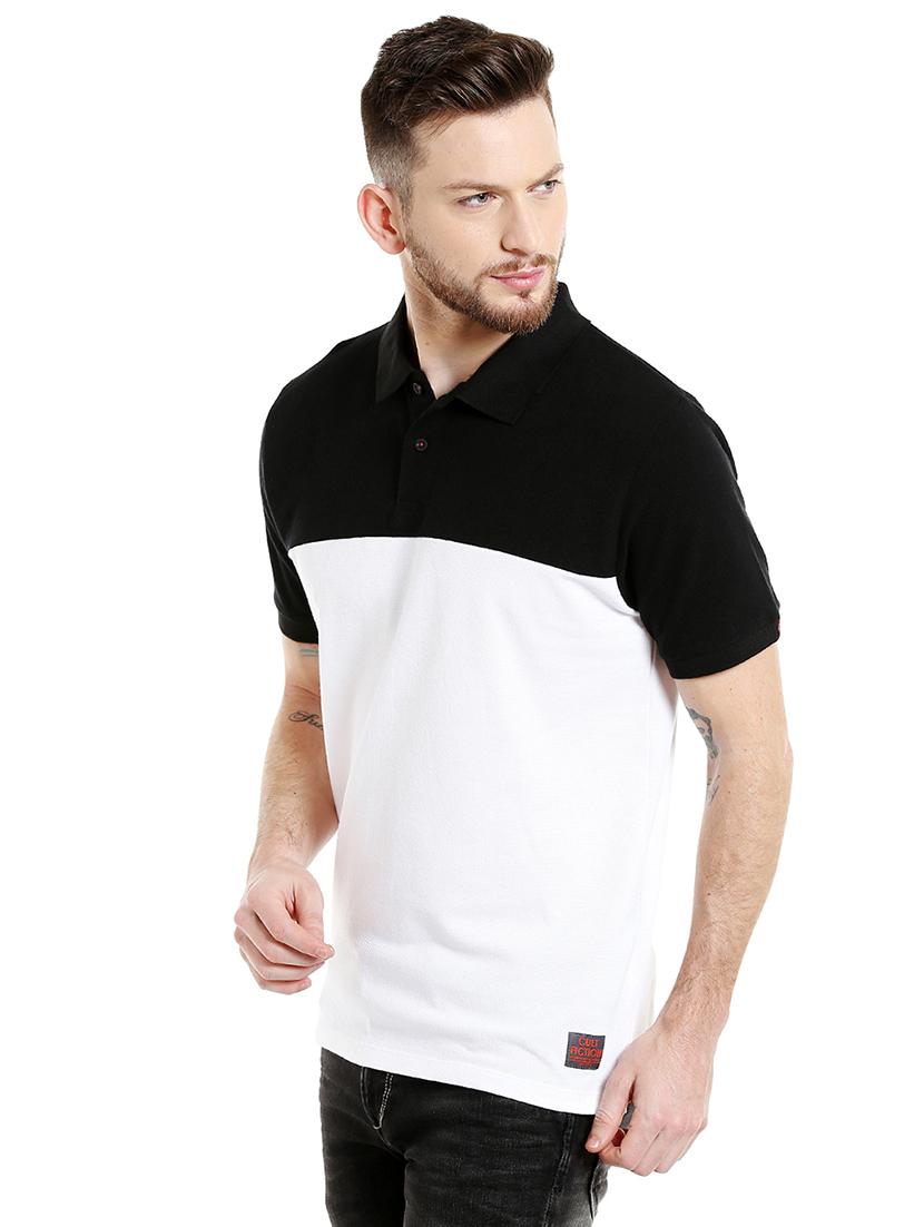 white color block polo t-shirt - 16953471 - Zoom Image - 2