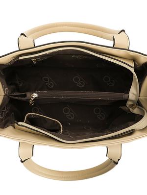 beige leatherette (pu) regular satchel - 16953587 - Standard Image - 3
