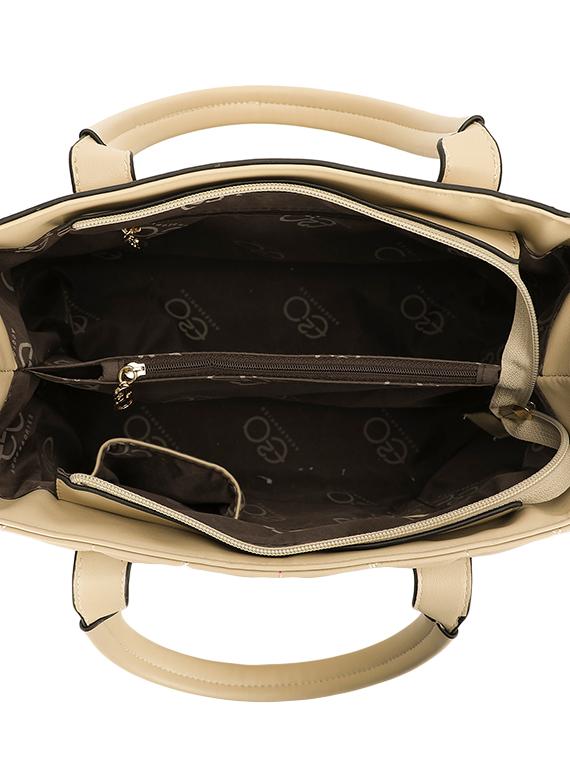 beige leatherette (pu) regular satchel - 16953587 - Zoom Image - 3