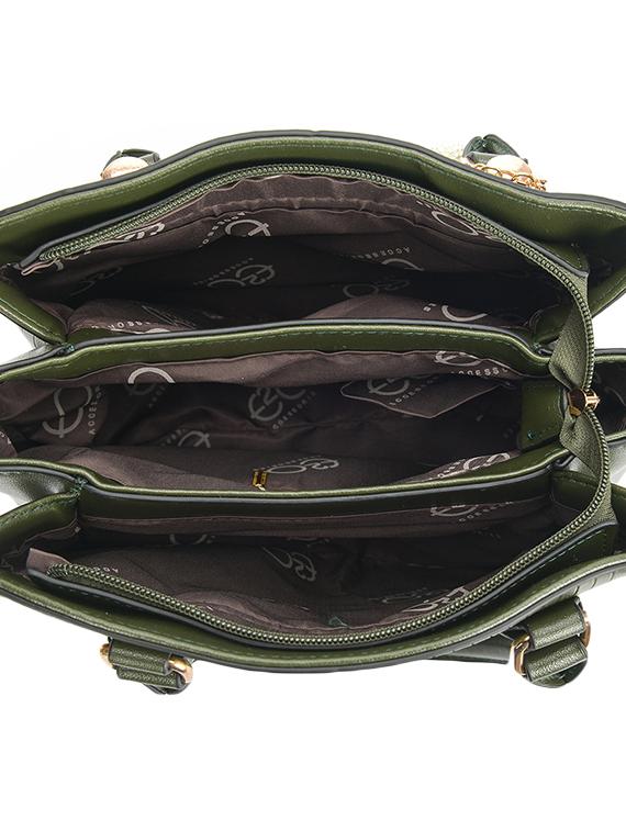 green leatherette (pu) regular handbag - 16953590 - Zoom Image - 3