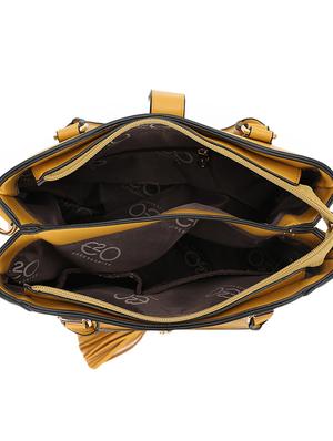 yellow leatherette (pu) regular handbag - 16953600 - Standard Image - 3