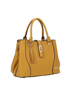 yellow leatherette (pu) regular handbag - 16953600 - Standard Image - 4