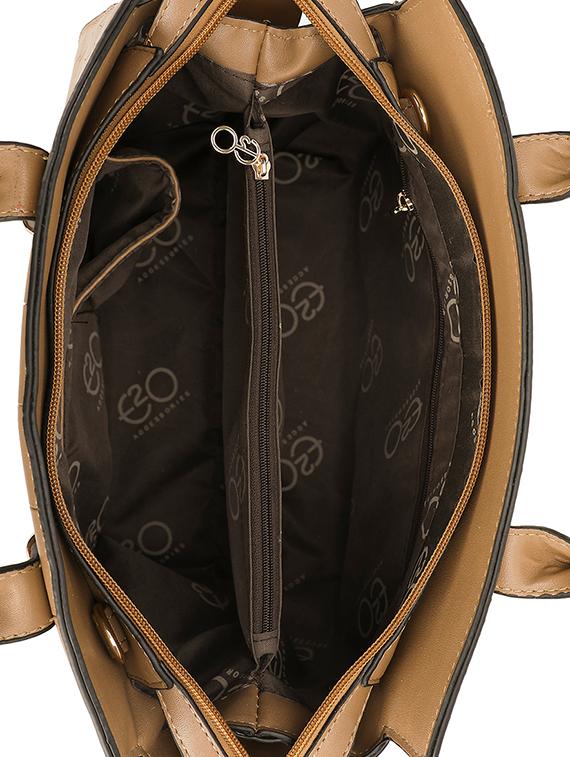 brown leatherette (pu) regular satchel - 16953602 - Zoom Image - 3