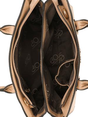 beige leatherette (pu) regular satchel - 16953605 - Standard Image - 3